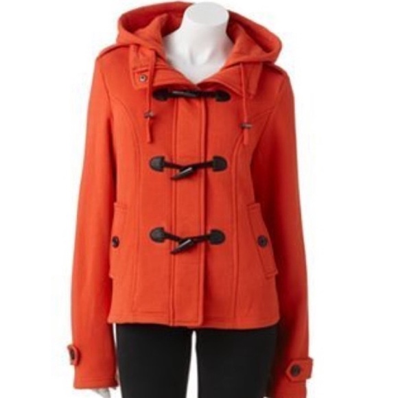 Sebby Jackets & Blazers - Sebby Orange Pea Coat Hooded Jacket